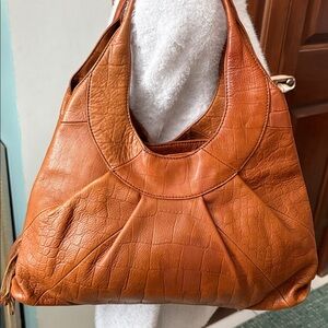 Sigrid Olsen  hobo bag  pleated shoulder bag  leather Croc pattern 3 compartment